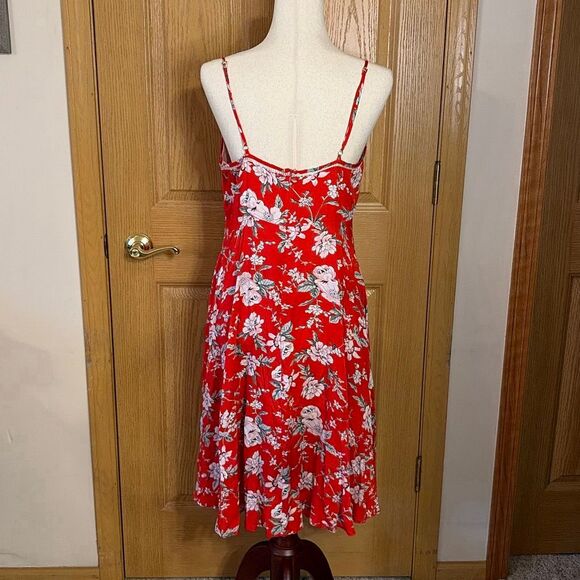 Lulus Esperanza Red Floral Print Midi Dress Large - Picture 4 of 8